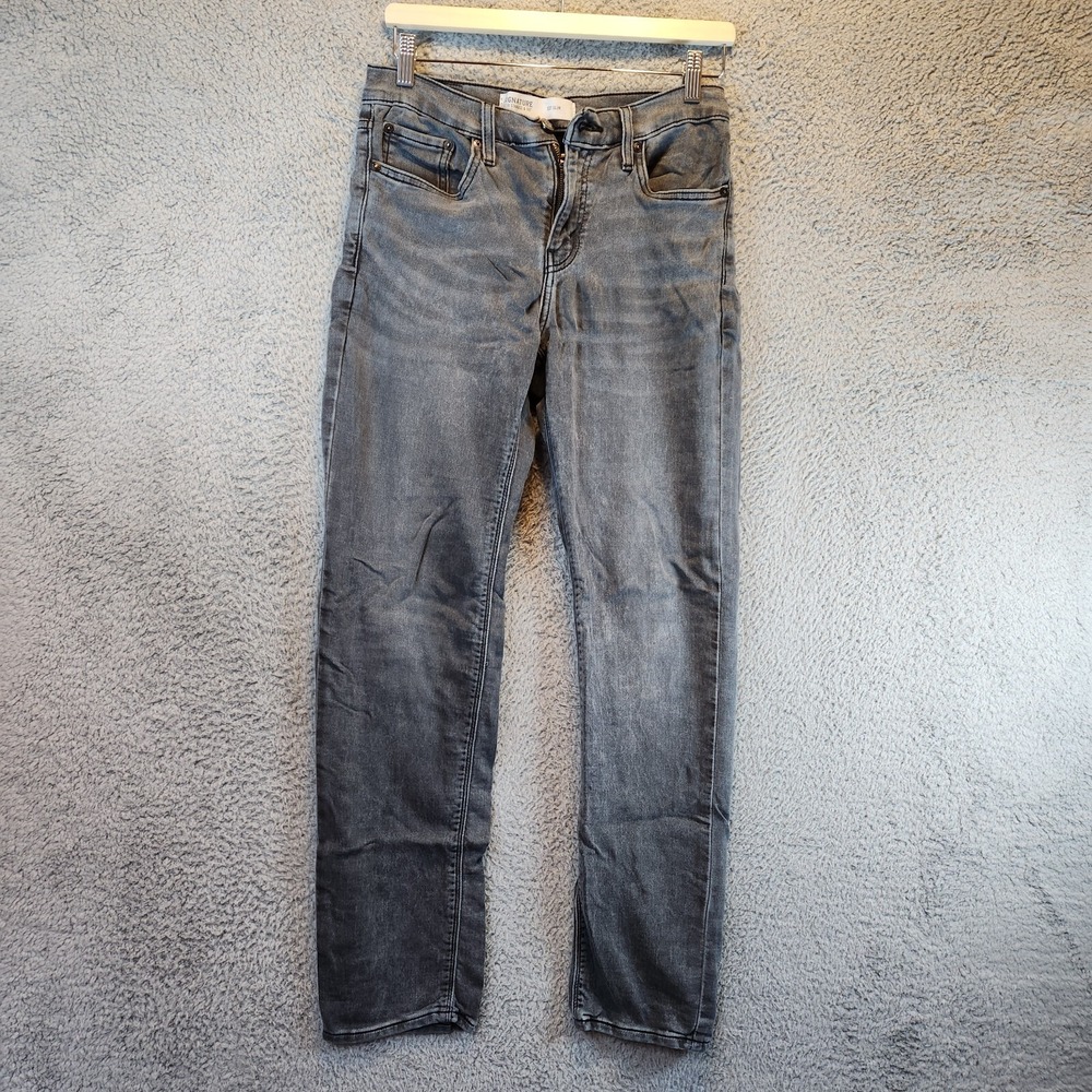 Levis Signature Jeans Mens S37 Slim (Fits 29x31) Gray Mid Rise Straight Leg